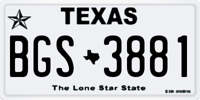 TX license plate BGS3881
