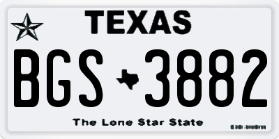 TX license plate BGS3882