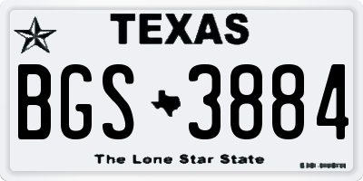 TX license plate BGS3884
