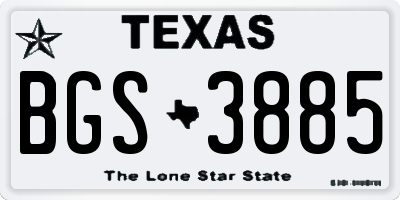 TX license plate BGS3885
