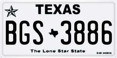 TX license plate BGS3886