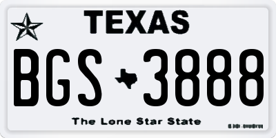 TX license plate BGS3888