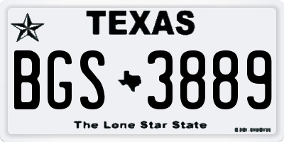 TX license plate BGS3889