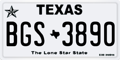 TX license plate BGS3890