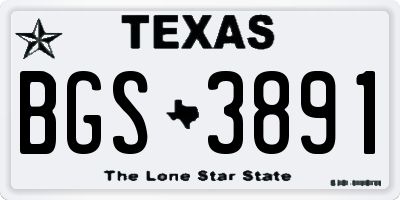 TX license plate BGS3891