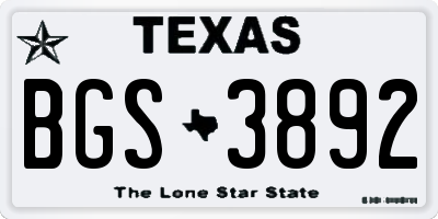 TX license plate BGS3892
