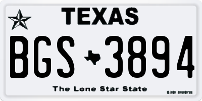 TX license plate BGS3894