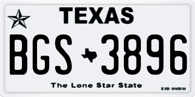 TX license plate BGS3896