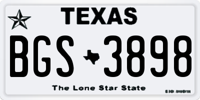 TX license plate BGS3898