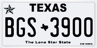 TX license plate BGS3900