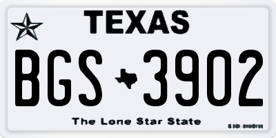 TX license plate BGS3902