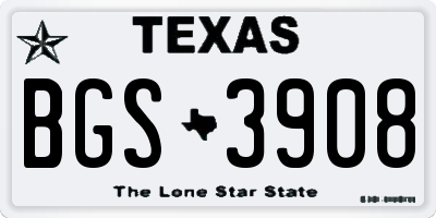 TX license plate BGS3908