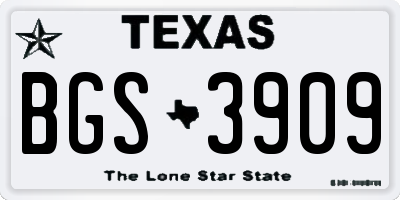 TX license plate BGS3909