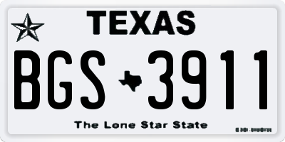 TX license plate BGS3911