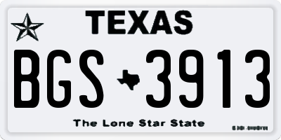 TX license plate BGS3913