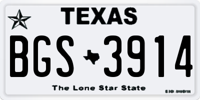 TX license plate BGS3914