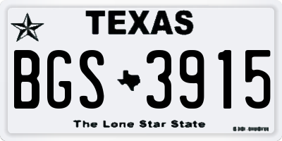 TX license plate BGS3915
