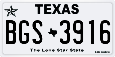 TX license plate BGS3916