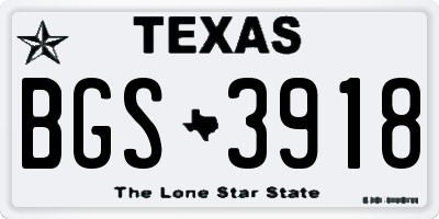 TX license plate BGS3918