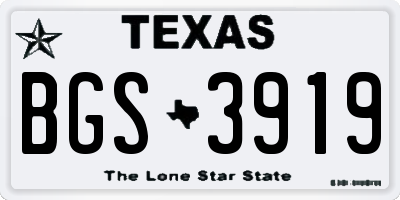 TX license plate BGS3919