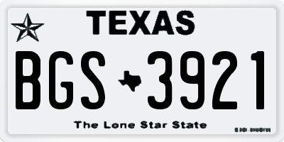 TX license plate BGS3921