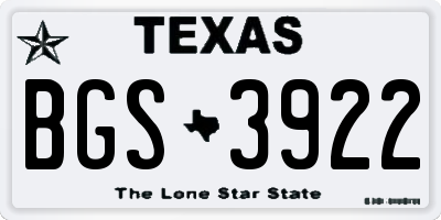 TX license plate BGS3922