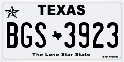 TX license plate BGS3923