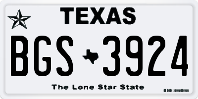 TX license plate BGS3924