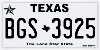 TX license plate BGS3925