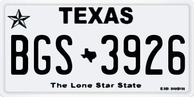 TX license plate BGS3926