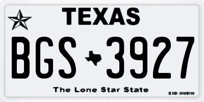 TX license plate BGS3927