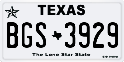 TX license plate BGS3929