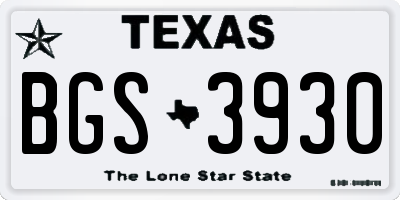 TX license plate BGS3930