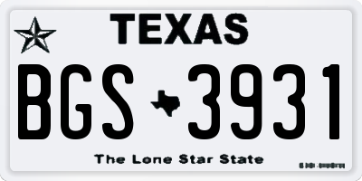 TX license plate BGS3931