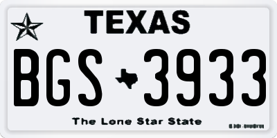 TX license plate BGS3933