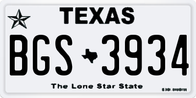 TX license plate BGS3934