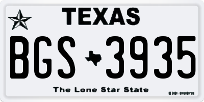 TX license plate BGS3935