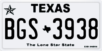 TX license plate BGS3938