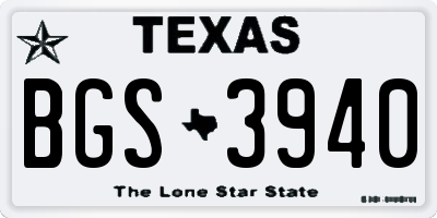 TX license plate BGS3940