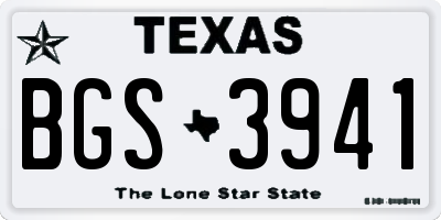 TX license plate BGS3941