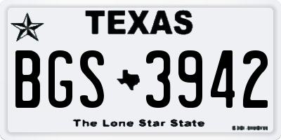 TX license plate BGS3942