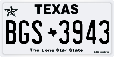 TX license plate BGS3943