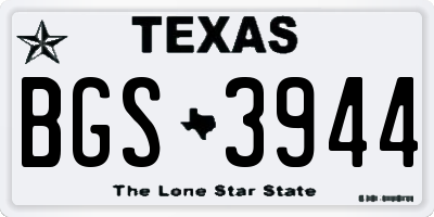 TX license plate BGS3944