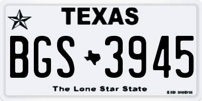 TX license plate BGS3945