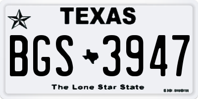 TX license plate BGS3947