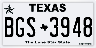 TX license plate BGS3948
