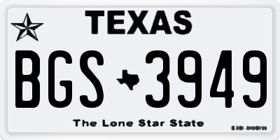 TX license plate BGS3949