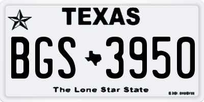 TX license plate BGS3950