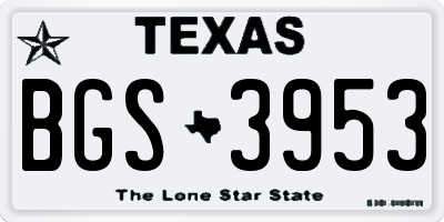 TX license plate BGS3953