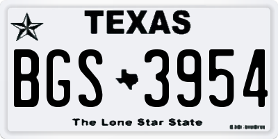 TX license plate BGS3954